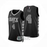 Camiseta San Antonio Spurs DeAaron Fox NO 4 Statement 2024-25 Negro